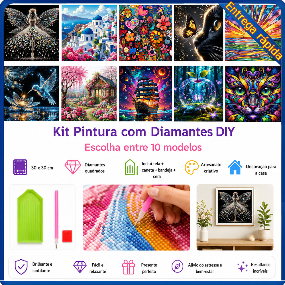 Conjunto de pintura diamante adulto 5D padrão opcional 30x30cm decoração de parede adequada para DIY feito à mão