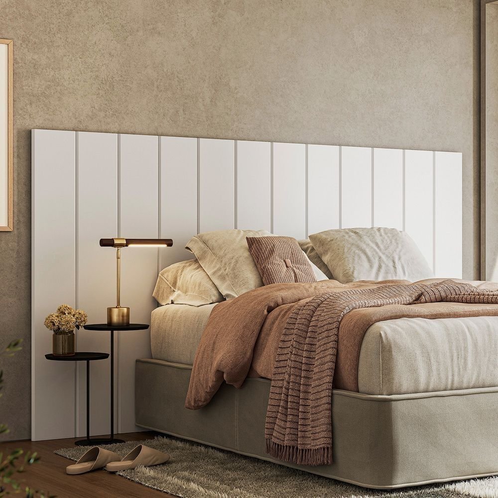 Cabeceira Modulada Cama Box Casal/Queen/King 240cm 12 Módulos Aurora Branco Branco