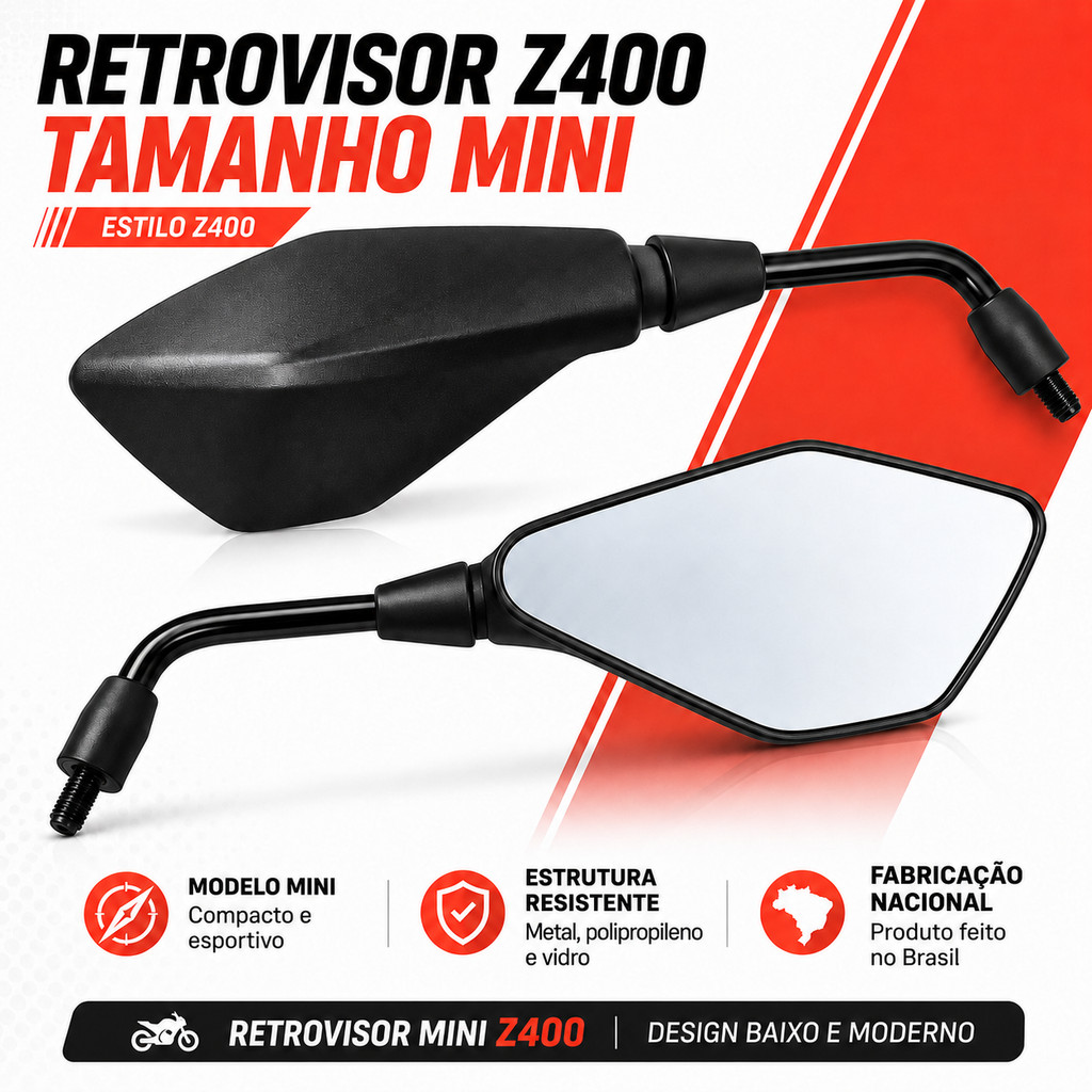 Retrovisor Mini Kawasaki Z400 Honda Ou Yamaha Renascença