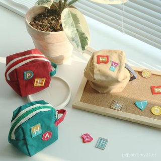Estojo de Cosméticos Personalizado em Tecido Vintage, Bolsa de Maquiagem Pequena com Monograma Personalizado, Bolsa de A