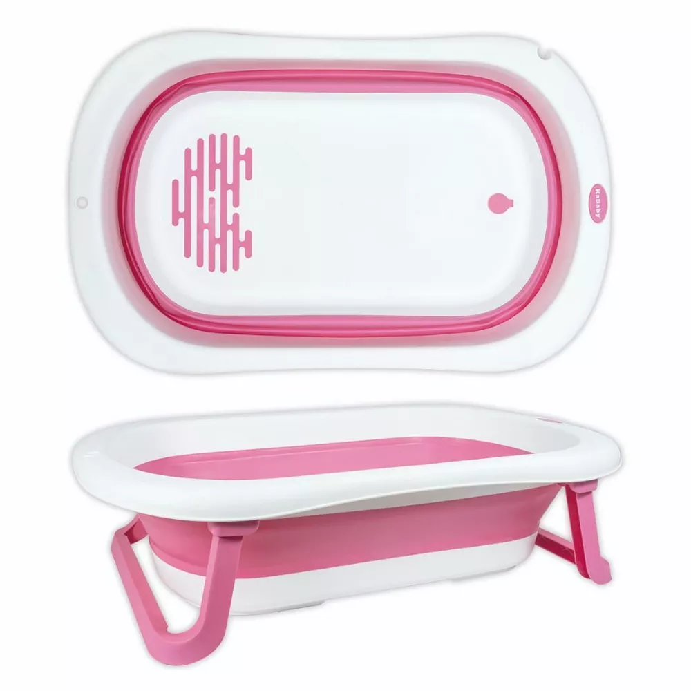 Super Banheira Infantil para Bebê Antiderrapante Dobrável 35 Litros Rosa - KaBaby