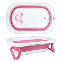 Super Banheira Infantil para Bebê Antiderrapante Dobrável 35 Litros Rosa - KaBaby