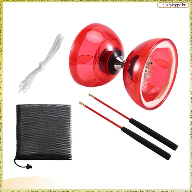 [Leqn] LED Diabolo Chinês Yoyo Set Triplo Rolamento Com Luzes Coloridas 2 Varas Corda E Rede Bolsa