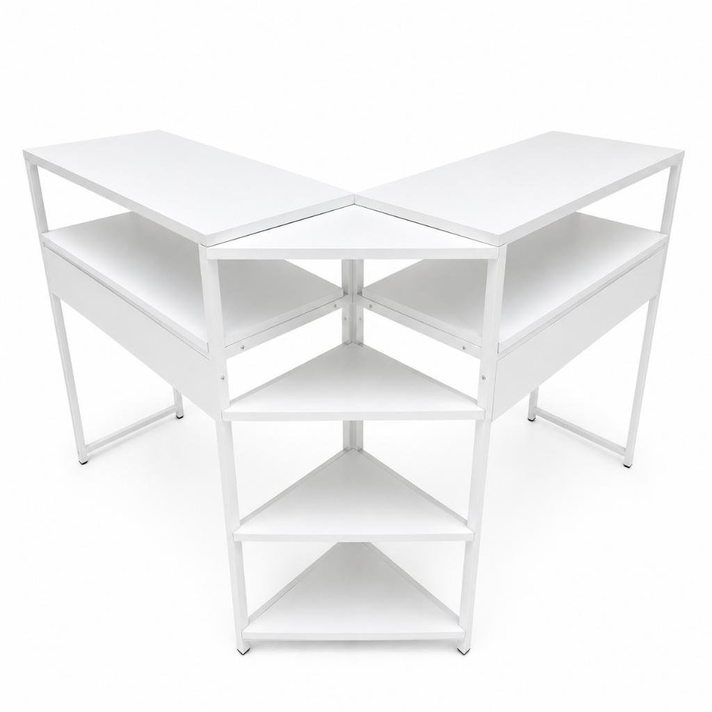 Mesa L Profissional para Manicure -Em Metalon 15mm Resistente Padrão Industrial ,MDF Branco — imagem 2 de 2