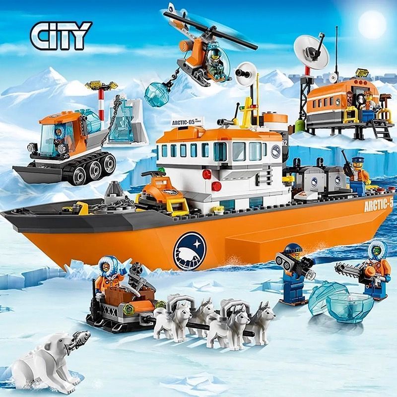 Compatível com Lego City Adventure Series Arctic Icebreaker 60062 Bloco de construção de roda gigante Toy Boy