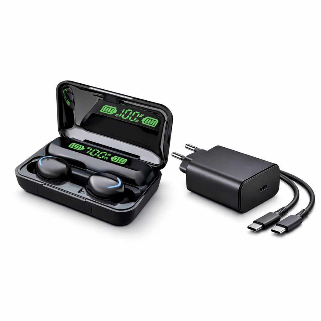 Kit Carregador 45W Turbo USB-C + Fone Bluetooth Sem Fio Para Galaxy M35 5G Blanc