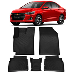 Jogo Tapete Tipo Bandeja Borda Alta TPE Emborrachado Chevrolet Onix Plus 2020 Em Diante 5 Peças