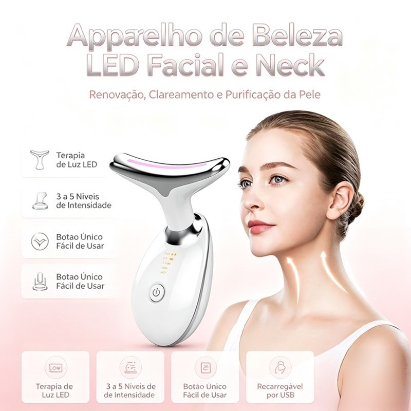 Massageador Golfinho LED Vibração Fototerapia Para Rejuvenescer Firmeza Anti-Rugas AIRER.BR