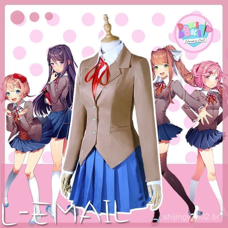 Doki Literatura Club Monika Yuri Natsuki Sayori Conjunto de Fantasia Cosplay Uniforme Escolar para Meninas JK Seifuku Gr