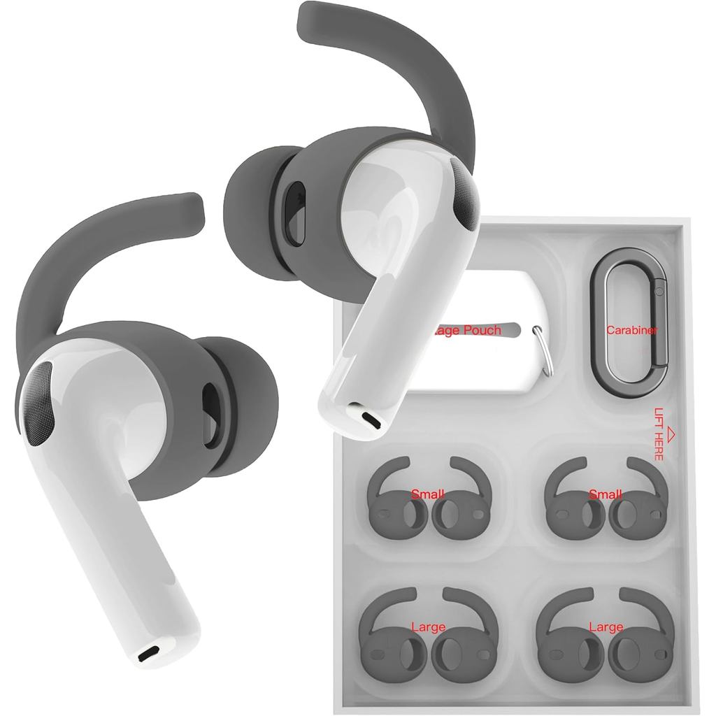 4 Pares de Ganchos para Ouvido para AirPods Pro 3 [Com Bolsa de Armazenamento Ad
