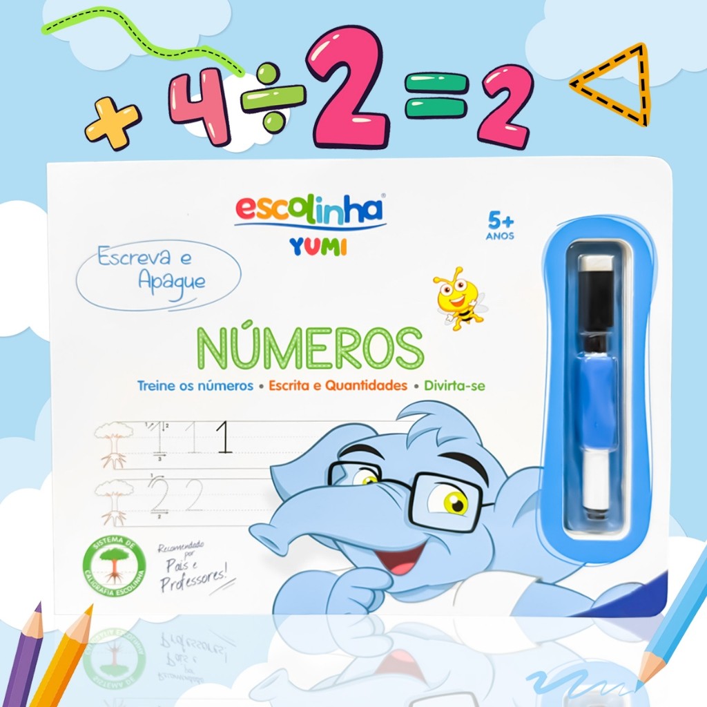 Livro Caderno De Caligrafia Infantil Caneta Apagável - Meus Primeiros Números +