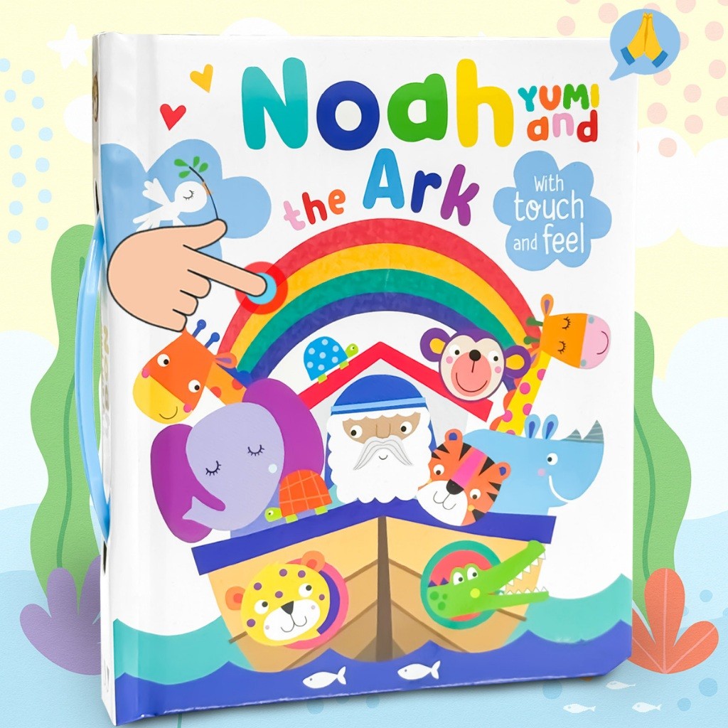 Livro Infantil Histórias Bíblicas Em Inglês Com Toque E Sinta - Noah and the Ark | Bíblia Para Crianças Bebê Sensorial