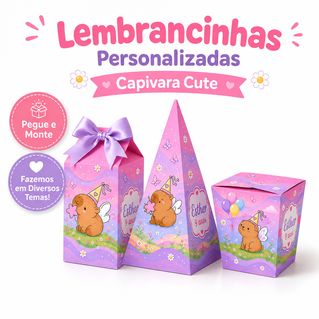 Kit Festa Capivara Cute Personalizado | Lembrancinha de Festa | Caixinhas | Aniversário Infantil