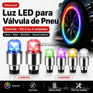 Luz LED para Pneu Bico de Válvula Colorida Movimento Pneu Tampa de válvula LED Luz decorativa para roda Tampa de válvula