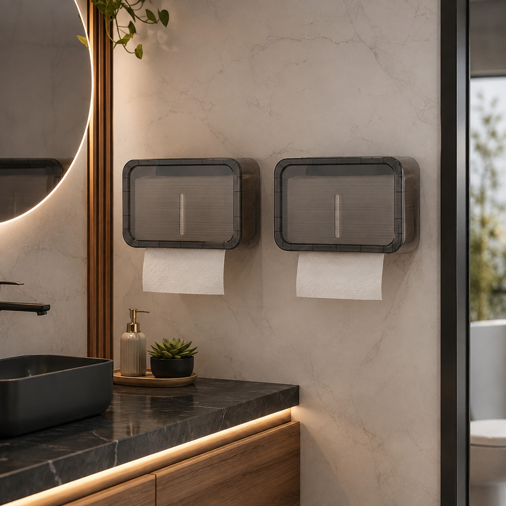 Kit 2 Toalheiro Translucido Dispenser Papel Interfolha Banheiro Lavabo