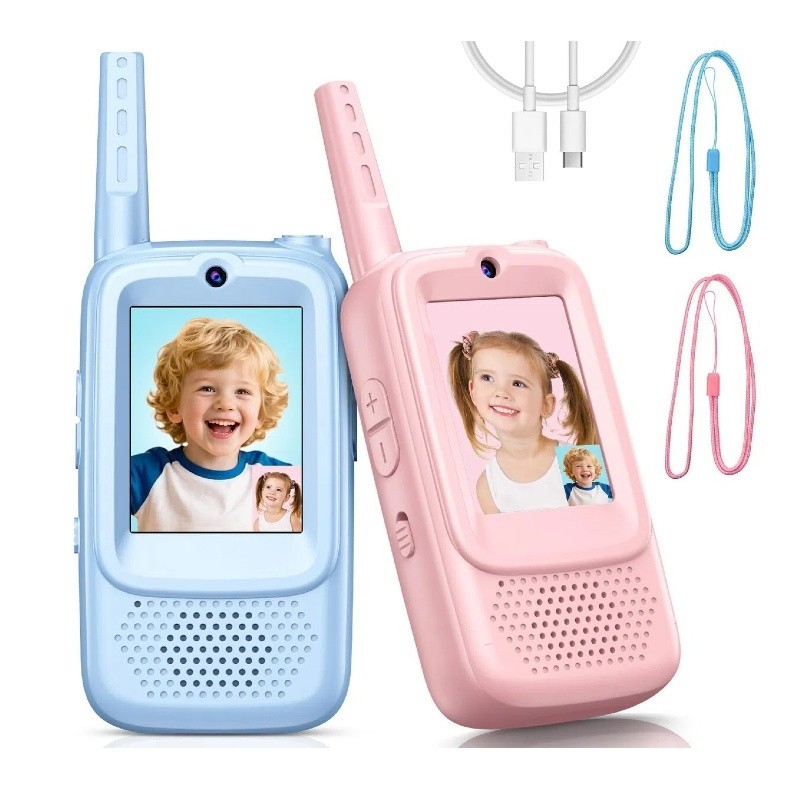 Kit Walkie Talkies Infantil Recarregável Sem Fio Com Vídeo,Brinquedo Interativo para Crianças