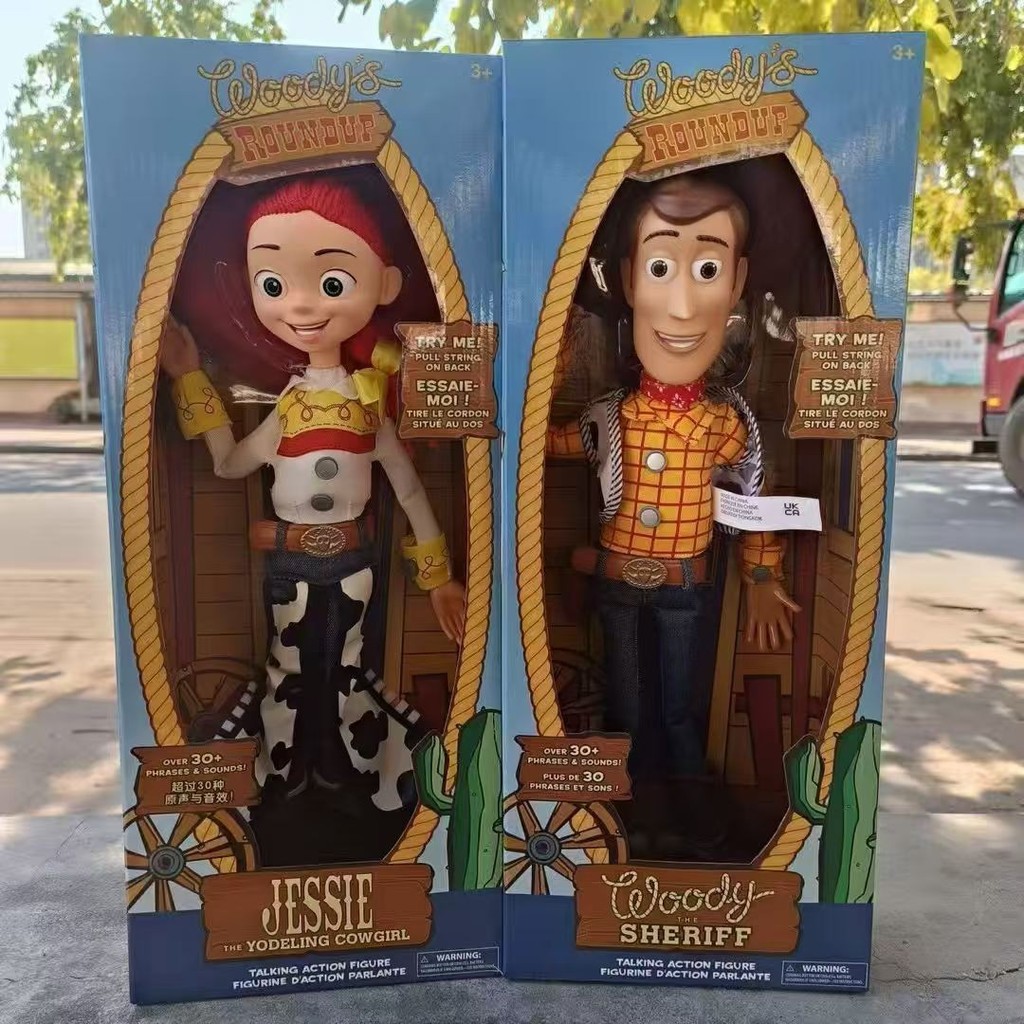 Toy Story Woody Jessie Buzz Lightyear Boneca Falante Com Corda , Figura De Brinquedo Colecionável De Cowboy Habilitado P