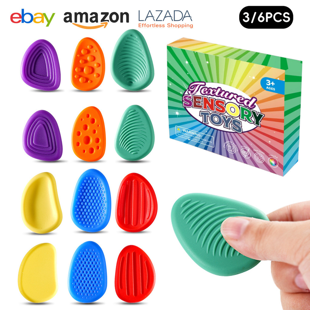 Cross-Border brinquedos Fidget descompressão pedra sensorial 3/6 pçs Silicone descompressão brinquedo preocupação pedra