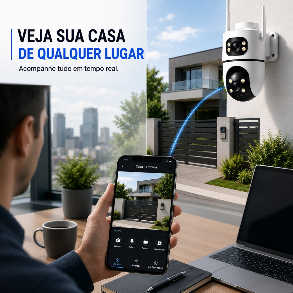 Câmera de Segurança WiFi Externa 2 Lentes PTZ 6MP ICSEE IP66 Rastreamento Inteligente Visão Noturna — imagem 2 de 2