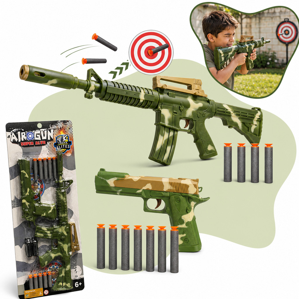 Arma Brinquedo Metralhadora Fuzil Rifle Lançador Dardos Espuma Infantil Crianças Meninos Batalha Kizumba