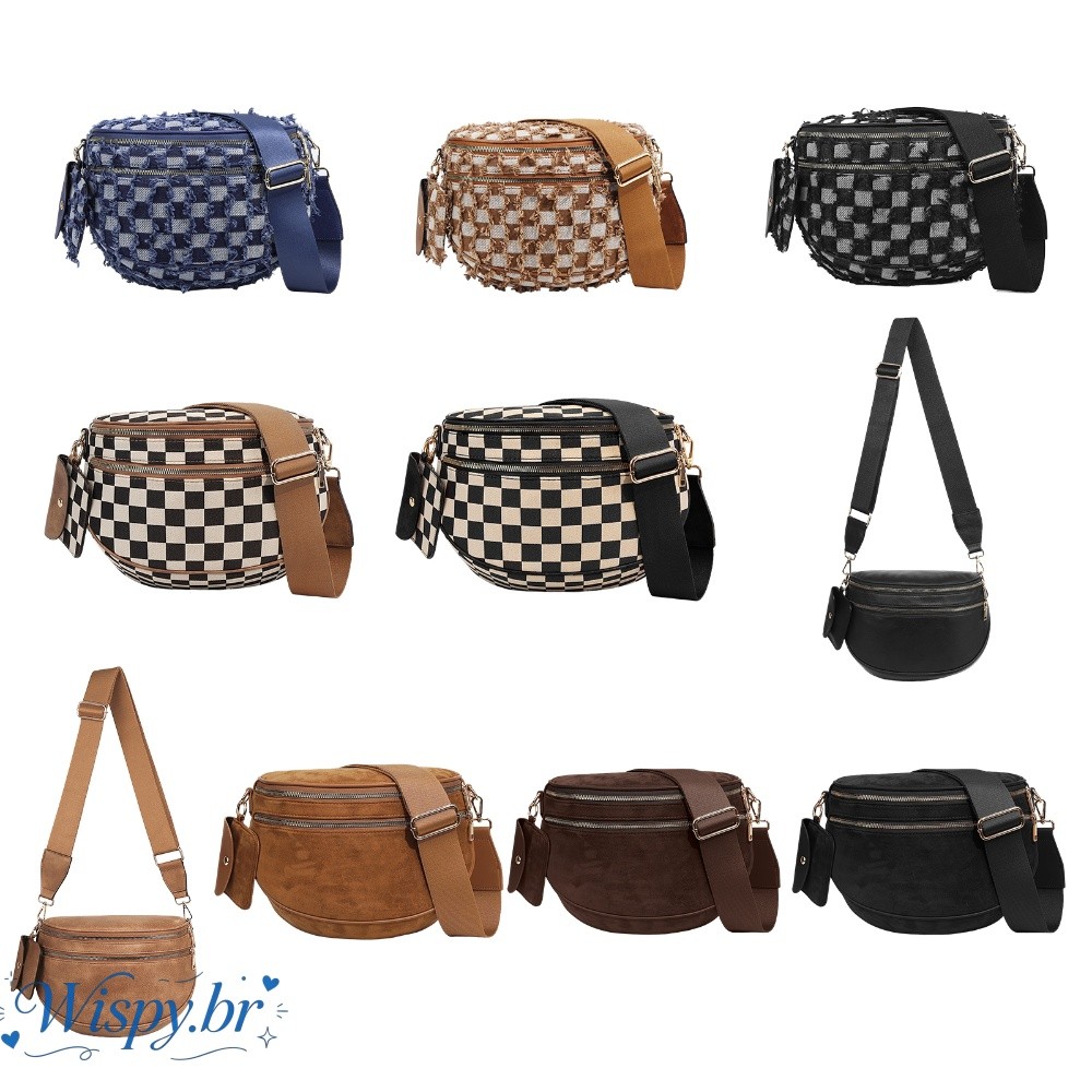 Bolsa De Ombro Xadrez Espaçosa , Pochete , Couro PU/Denim/Camurça Falsa Para Mulheres , Uso Diário , Viagens De Trabalho