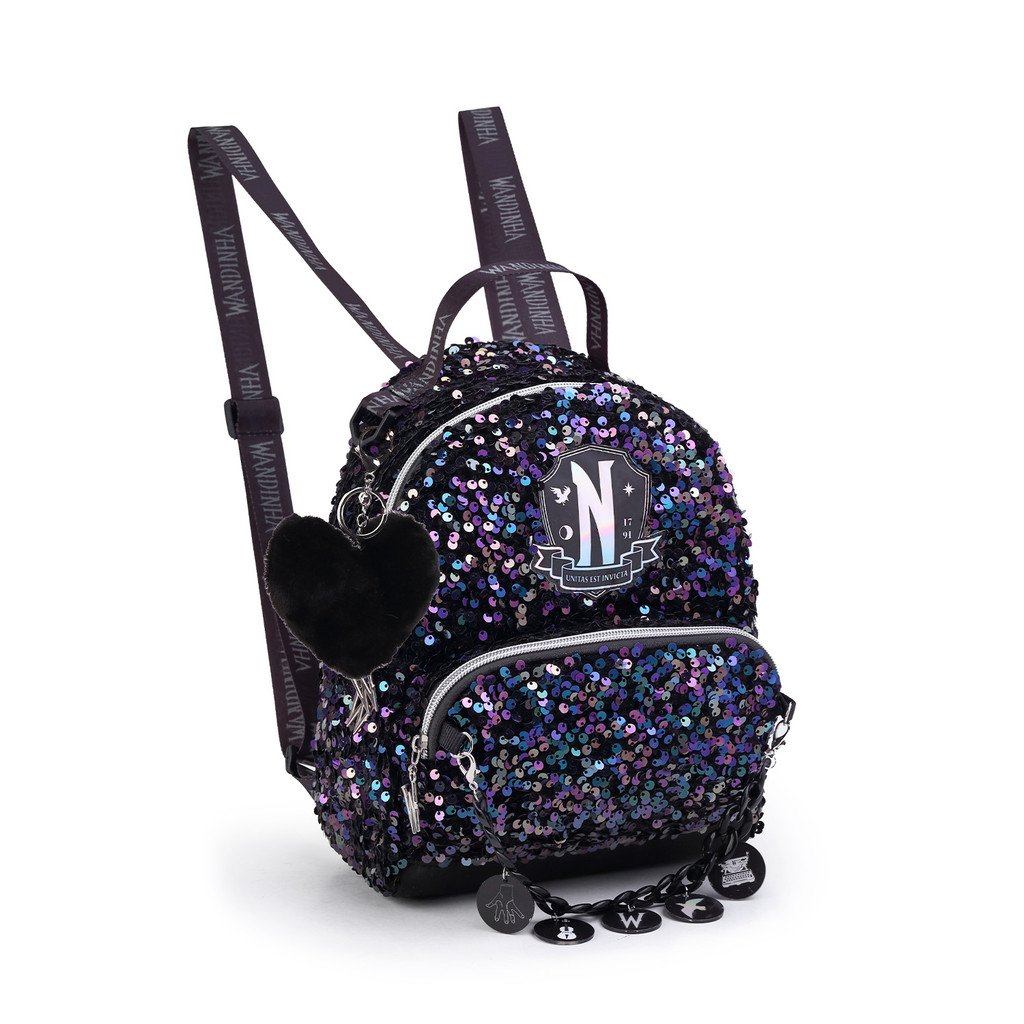Seanite Mochila Feminina Wandinha 10 Seanite Lantejoulas