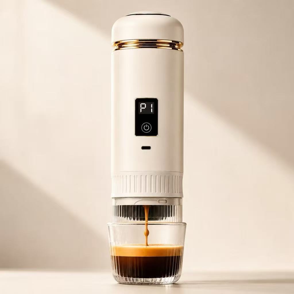 Máquina de café expresso elétrica portátil 3 em 1, suporte para cápsulas de café e café moído, pequena e prática viaja