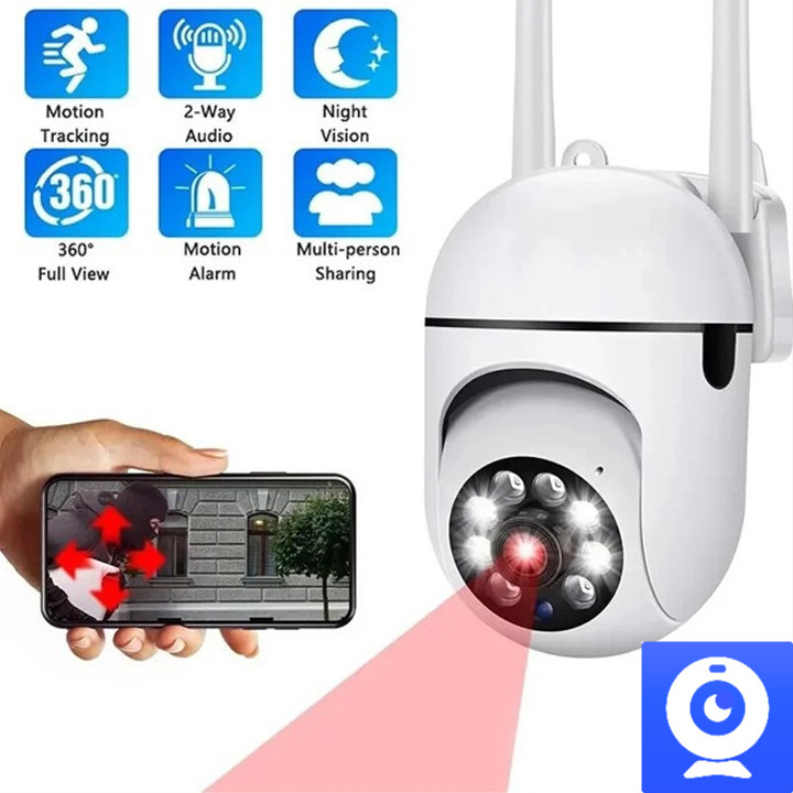 Câmera De Segurança IP A7 wifi 360 Full HD Visão Noturna Estilo V720 2 Antenas