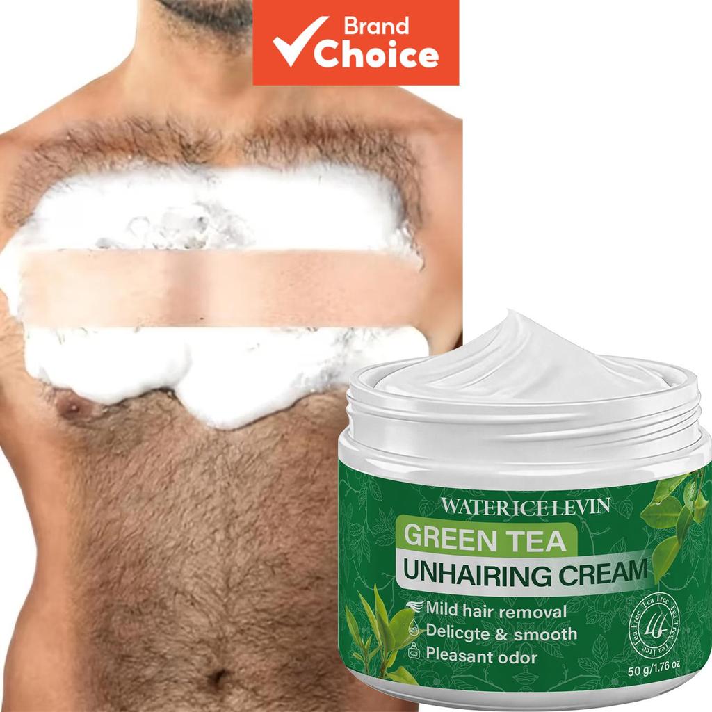 WATERICE LEVIN Creme Depilatório Chá Verde 50g, Remoção Suave de Pelos Corporal, Toque Delicado e Aroma Fresco