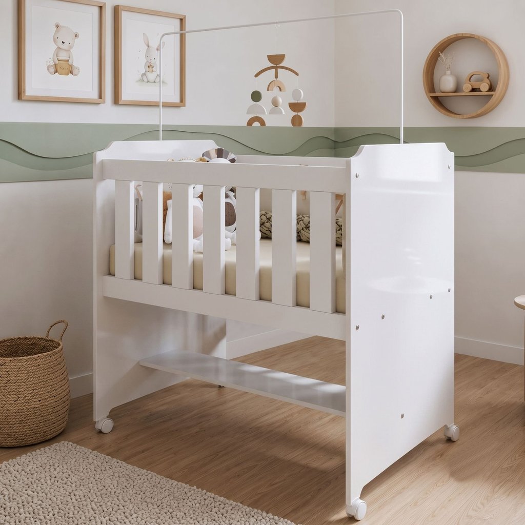 Mini Berço 100% MDF com Colchão Yescasa Branco