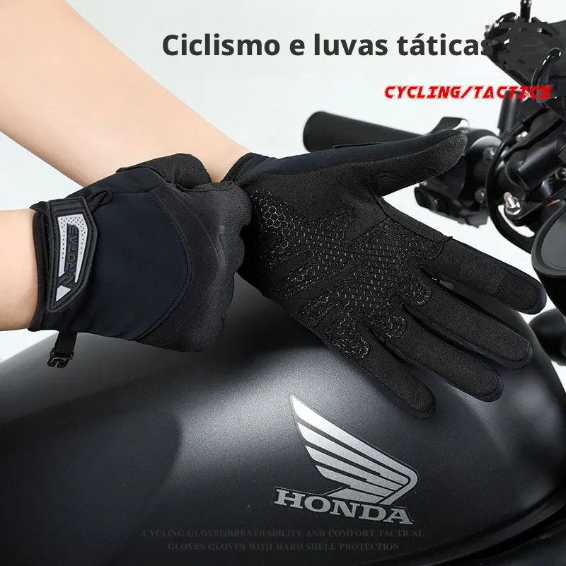 Luvas Moto Tático Full Finger - Grip Antiderrapante, Malha Respiravel, Conforto Máximo p/ Longas Viagens