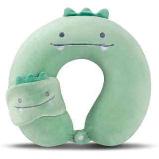 Almofada de Pescoço Infantil para Viagem com Máscara de Dormir, Almofada de Pescoço de Viagem Fofa, Almofada de Apoio de