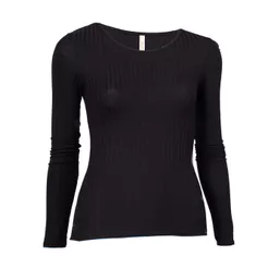 Blusa Feminina Habana Canelada Manga Longa Preto
