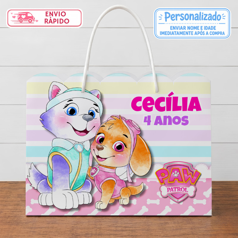 Sacolinha Skye Everest Patrulha Canina Personalizada Lembrancinhas Festa infantil Aniversário Sacola G