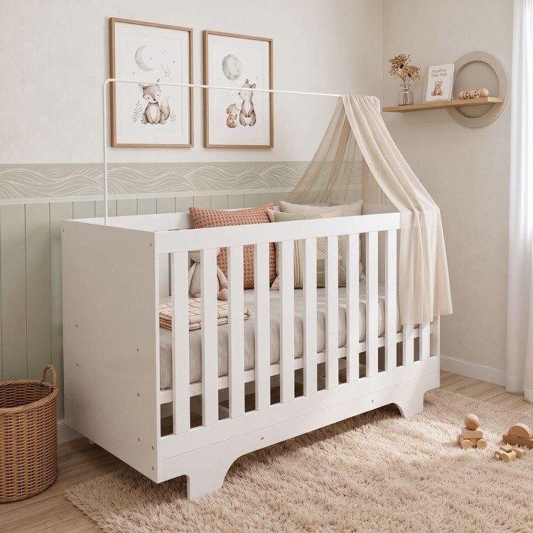 Berço Mini Cama 100% MDF Life 3 Níveis de Altura Branco