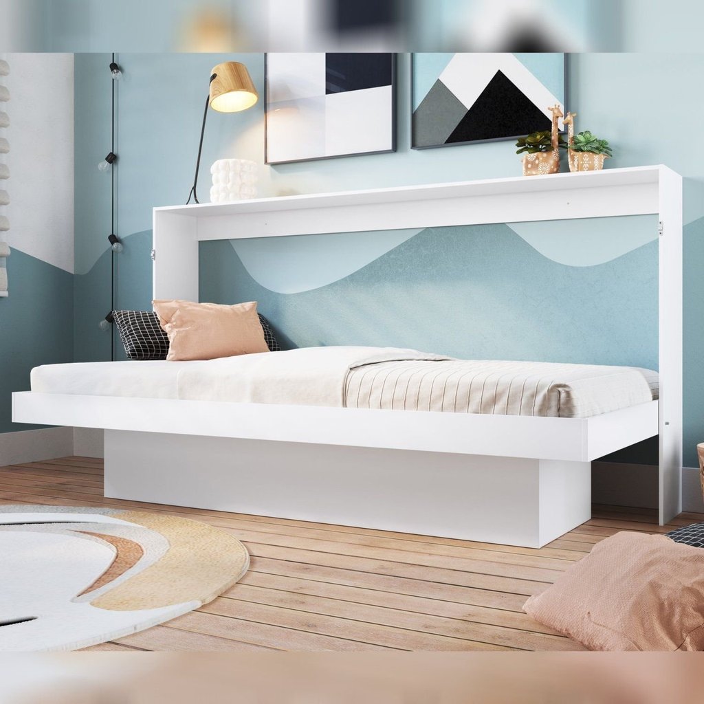 Cama Articulável Horizontal Solteiro Juvenil com Estação de Trabalho 90 Latino Branco Solteiro