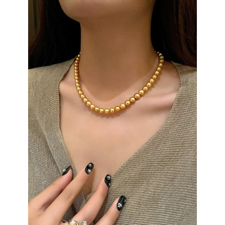 Ni mesmo estilo colar de pérolas desaparecendo ela Nanyang ouro grânulo colar luz luxo francês ouro pérola clavícula cor