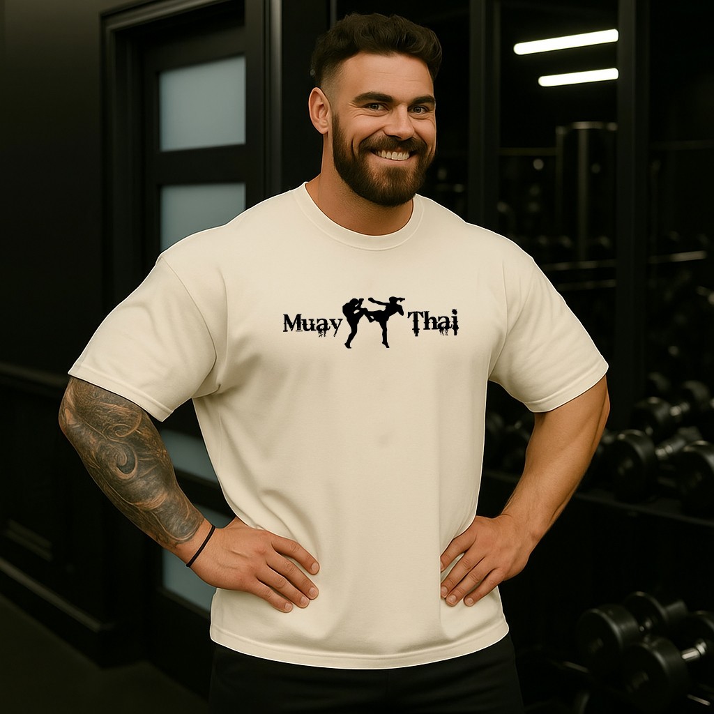 Camisa Algodão Masculina Camiseta Oversized Muay Thai 01 Treino Academia Musculação Hallena