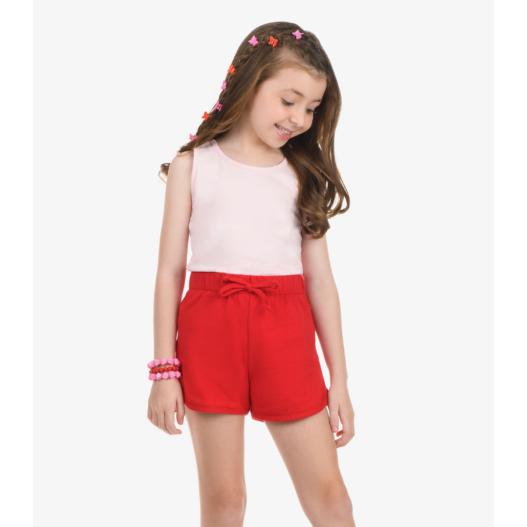 Shorts Básico Infantil Feminino Rovi Kids Vermelho