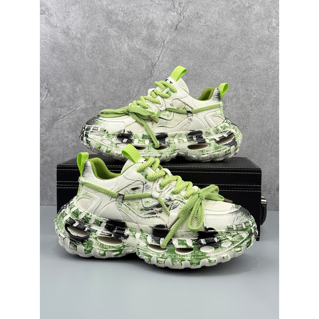 Sapatos masculinos 2026 novo estilo cor polida angustiado pai sapatos nicho único sapatos esportivos masculinos de sola