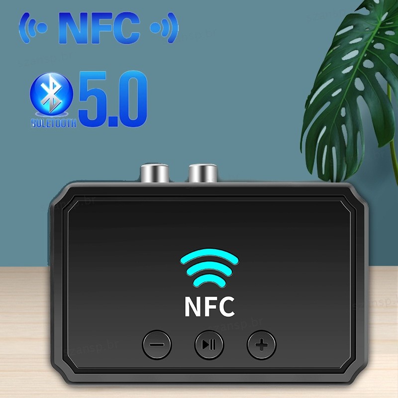 Adaptador Receptor NFC Compatível Com Bluetooth 5.0 , De Áudio RCA AUX De 3.5mm , Sem Fio Microfone Para Carro BRA1