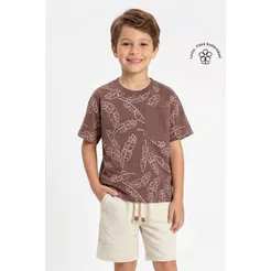 Conjunto Infantil Menino Folhas Bolso Colorittá Marrom