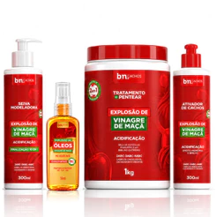 Tratamento e Pentear 2 em 1 + Seiva Modeladora Explosão de Vinagre de Maça 300ml + Óleo 55ml + Ativador de Cachos