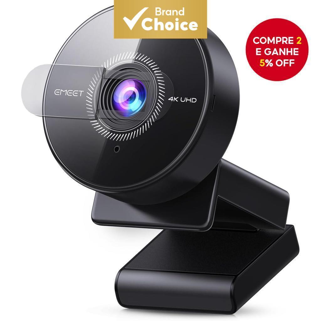 Câmera Web 4K EMEET C950 com Microfone para PC, 70° de Visão para Reuniões/Aulas Online/Zoom
