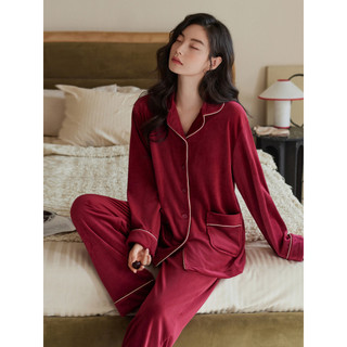 Pijamas femininos inverno Coral velo extra grosso extra veludo vermelho Benming ano casamento outono inverno ilha velo H