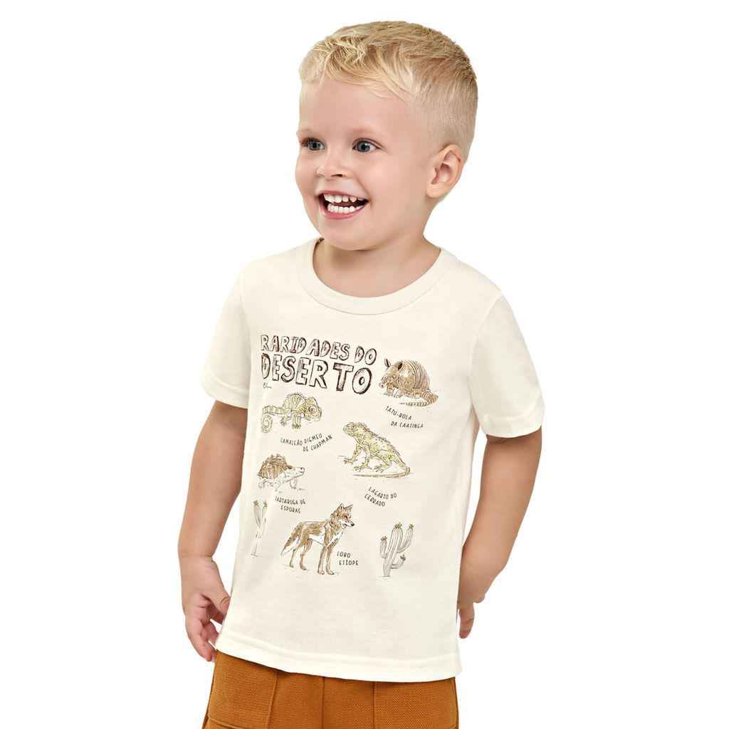 Camiseta Infantil Menino Estampa Deserto Elian Bege