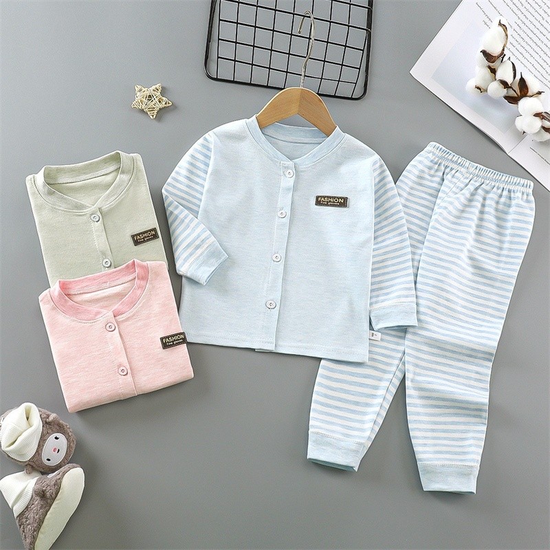 Outono Crianças Topos + Calças Conjunto De Pijama De 2 Peças Meninos Meninas Bebê Algodão Roupa Interior Primavera Roupa