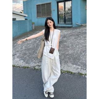 Estilo de dinheiro antigo High-End sentimento pequena manga voadora camiseta de manga curta feminina Irregular cruz Desi