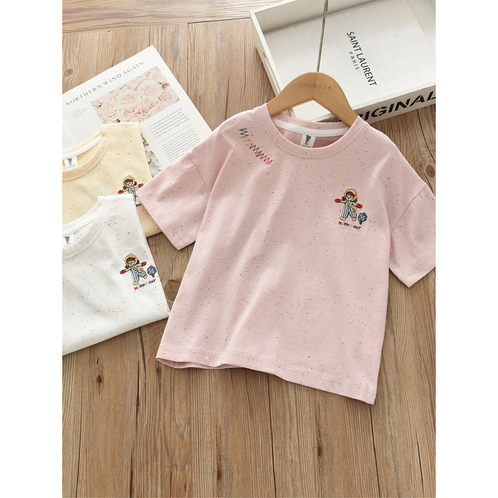 Estilo ocidental roupas infantis 2026 estilo verão crianças meninas algodão meia manga camiseta bebê médio grande crianç