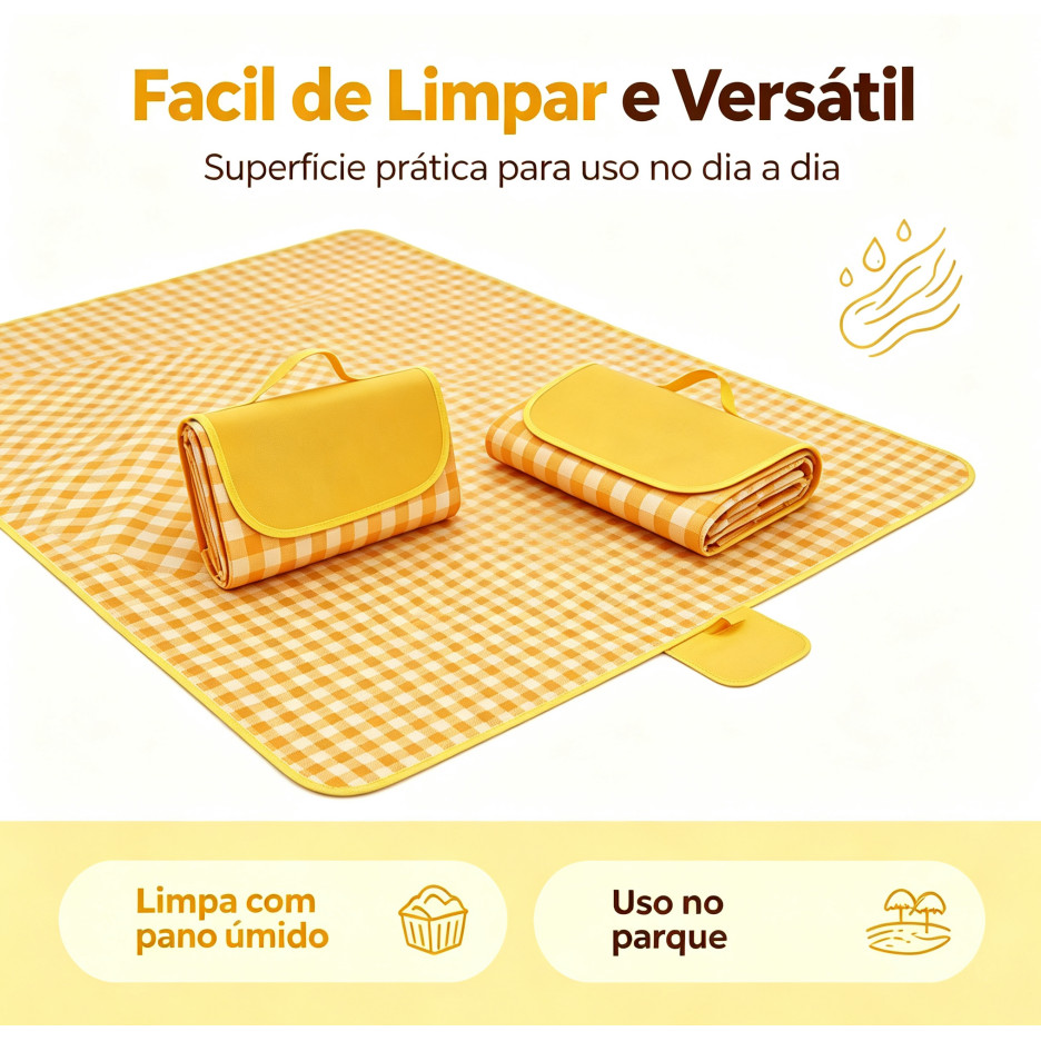 Tapete de Picnic Dobrável 200x200cm Impermeável Portátil para Parque e Praia